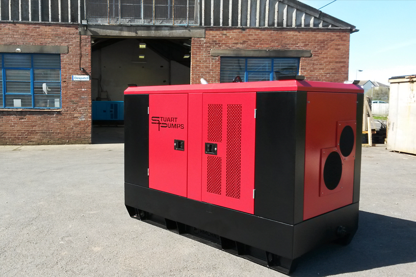 Amcanu constructed Stuart Pump enclosure on display outside the factory